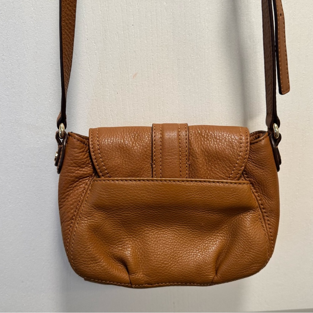 MICHAEL KORS Charlton Brown Leather Gold Push Lock Crossbody Shoulder Bag Purse - Picture 8 of 13